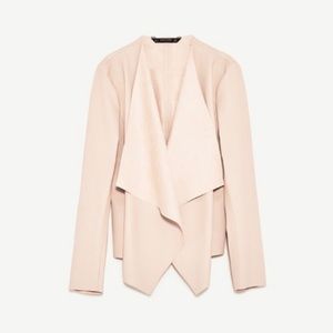 NWOT! Zara open faux leather drape front jacket